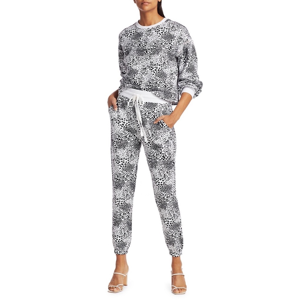 Joie Jeyne Animal Print Sweatshirt and Tempest Joggers 2 Piece Set PJs Lounge